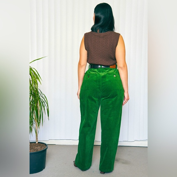 Unisex POISON GREEN Corduroy Grampa Trousers - Picture 5 of 12